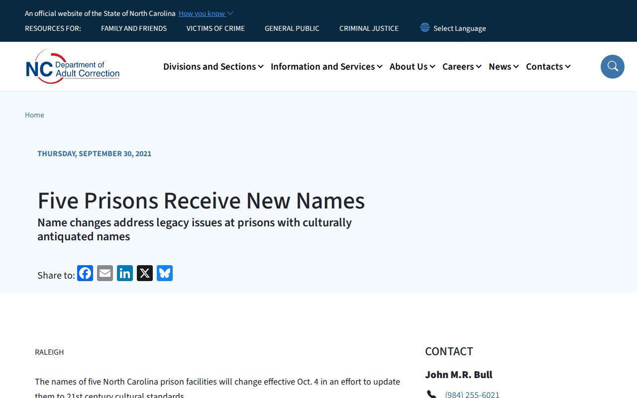 Richmond Correctional Institution release records under former Morrison name