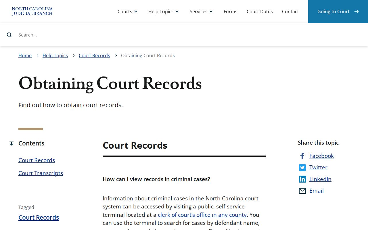 Richmond County release record court access page